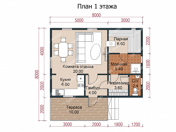 Сруб бани из бруса 8х8. фото
